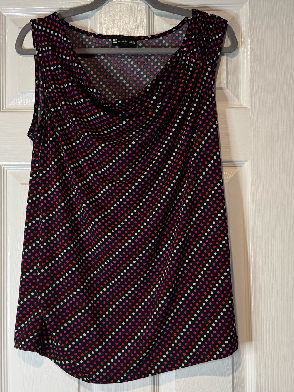 Valerie Bertinelli Sleeveless Cowl Neck Polka Dot Top